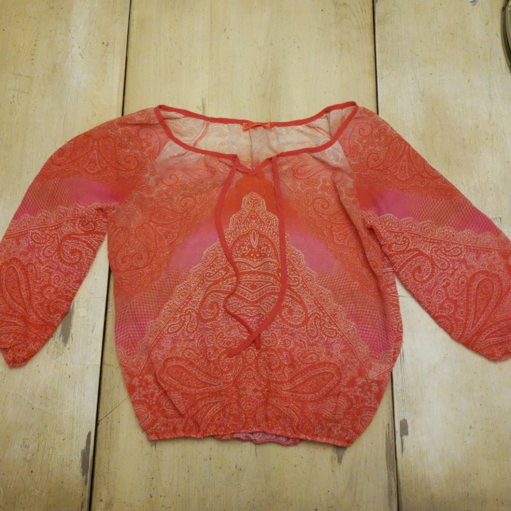 Pink and orange boho top